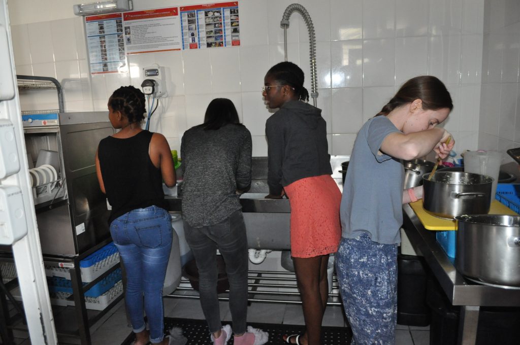 Cleaning the kitchen